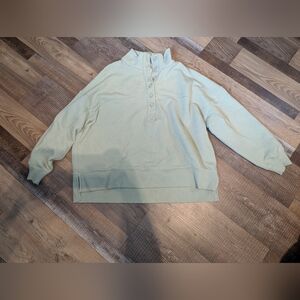 American Eagle Light Green Button-Up Sweatshirt